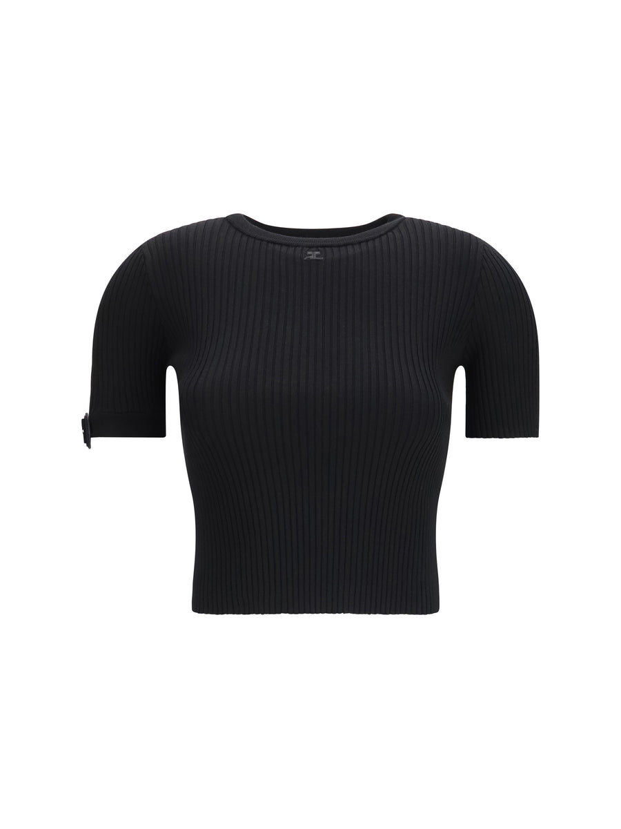 CourrèGes 70% Viscose tank top in black