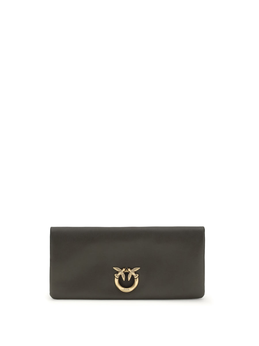 Love Medium Clutch Bag Verde Fango-antique Gold Calf Leather Bos Taurus Clutches