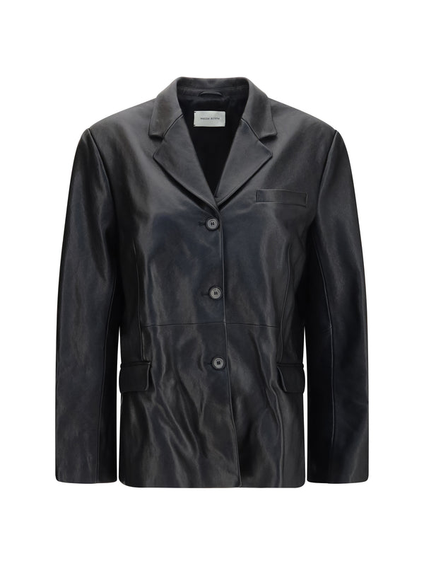Magda Butrym 100% Sheep Leather blazer in black