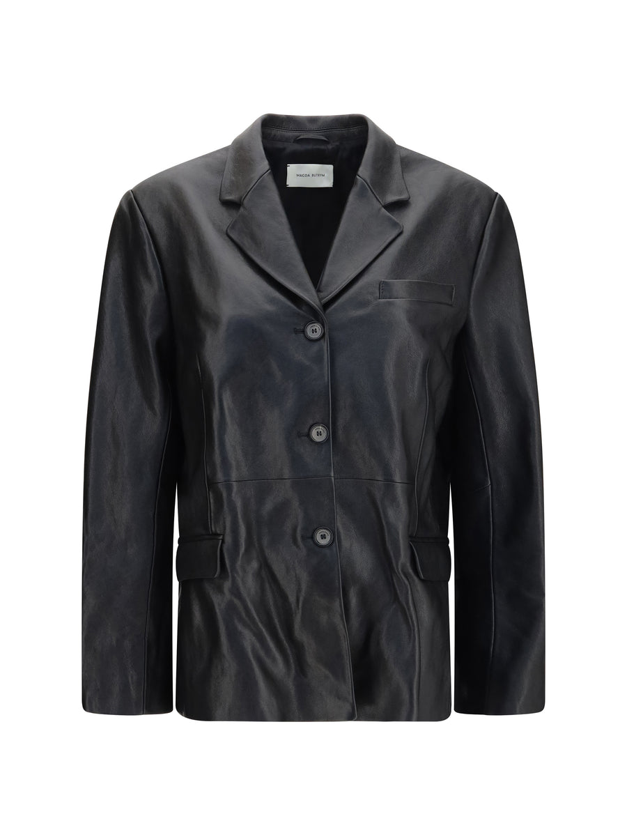 Magda Butrym 100% Sheep Leather blazer in black