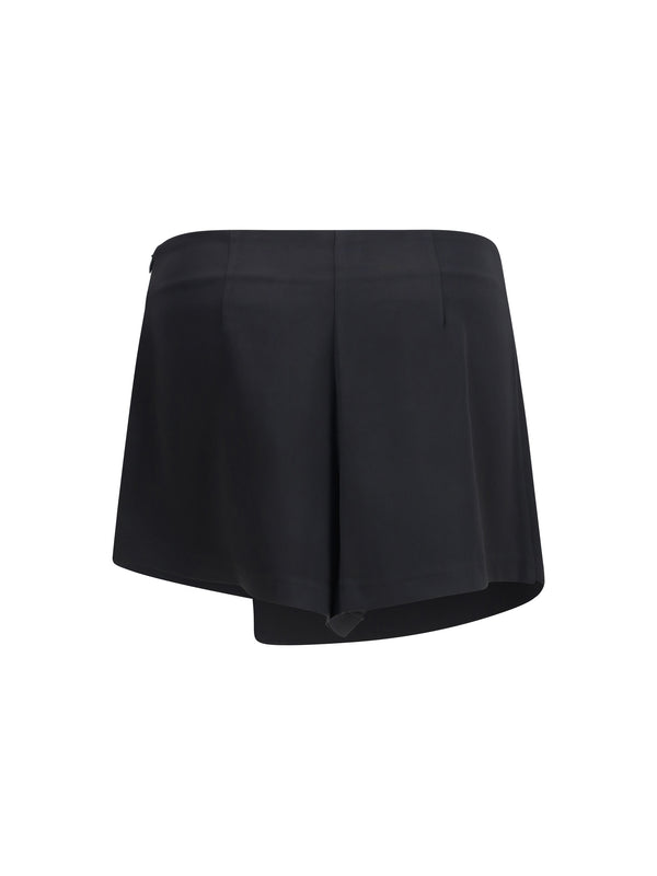 Skirt-Shorts Mini Satin Black Black/black Polyester