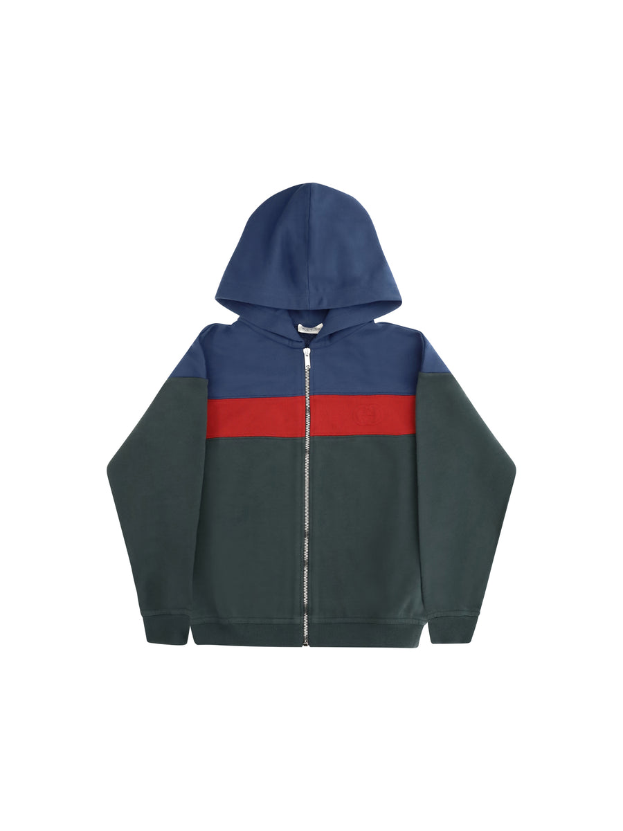Web Stripe Hooded Sweatshirt For Boy Brilliant Petroleum Cotton Sweatshirts