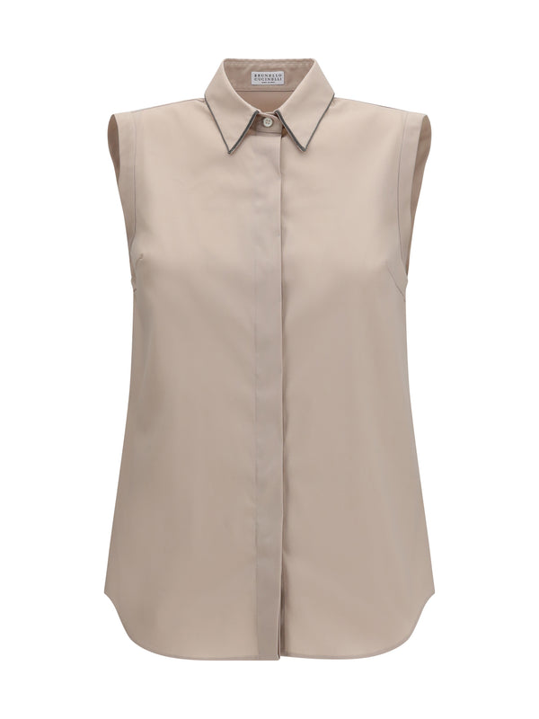 Brunello Cucinelli 72% cotton; 23% polyamide; 5% elastane shirt in beige