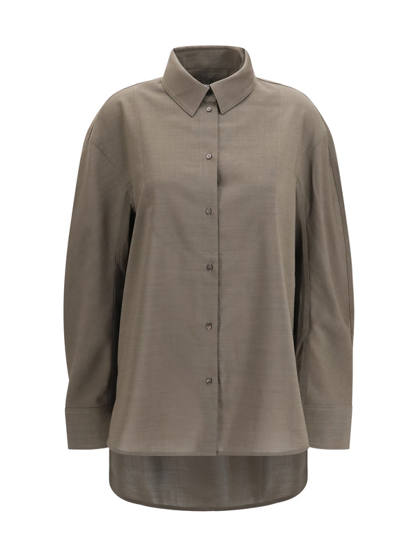 Citta Virgin Wool Shirt Grey Cotton