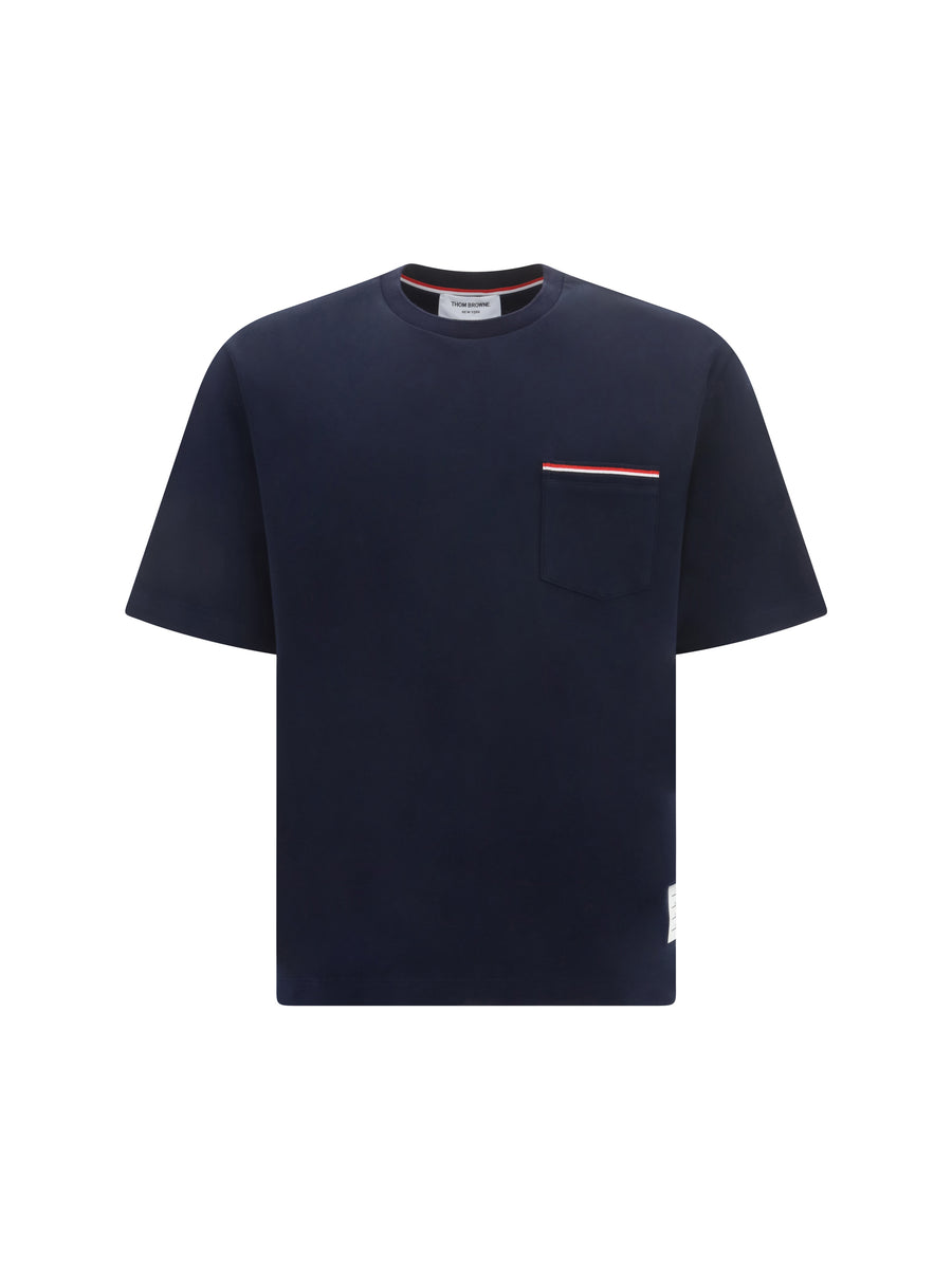 Navy Ribbed Crew-Neck T-Shirt Cotton T-shirts