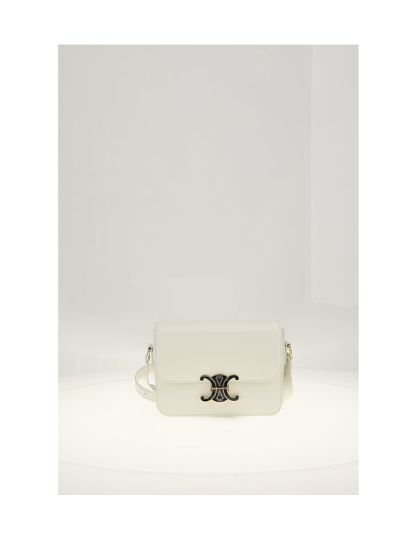 Shoulder Bag Teen Triomphe White-Black White Cotton/black Calf Leather (bos Taurus)