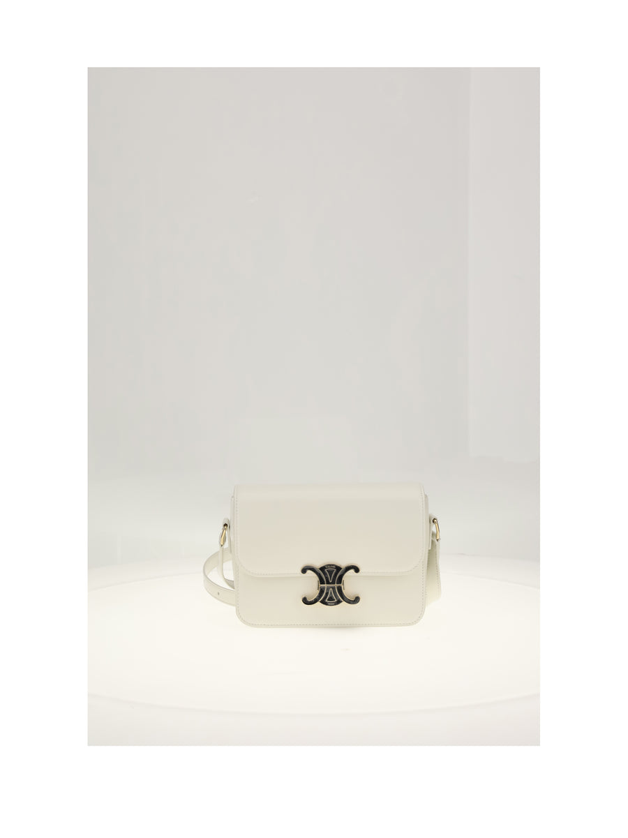 Shoulder Bag Teen Triomphe White-Black White Cotton/black Calf Leather (bos Taurus)