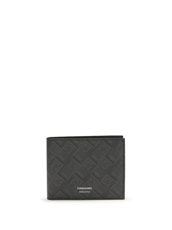Ferragamo 100% Calf Leather Bos Taurus wallet in gray