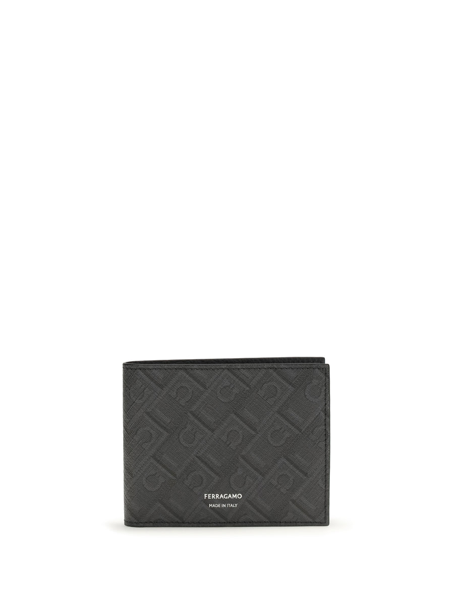 Ferragamo 100% Calf Leather Bos Taurus wallet in gray