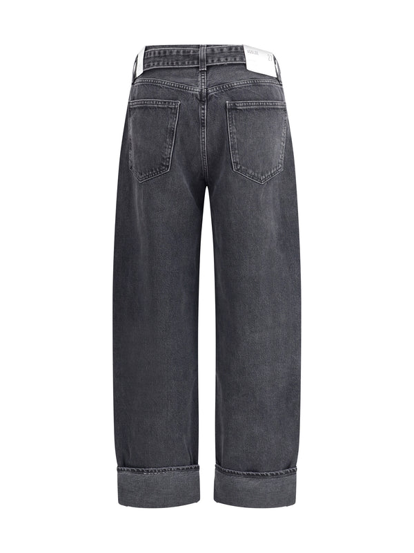 Jeans Cuffed Taper Wide Arcane Black Denim (dk Worn Blk Denim) Cotton