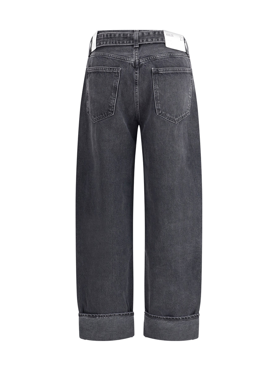 Jeans Cuffed Taper Wide Arcane Black Denim (dk Worn Blk Denim) Cotton