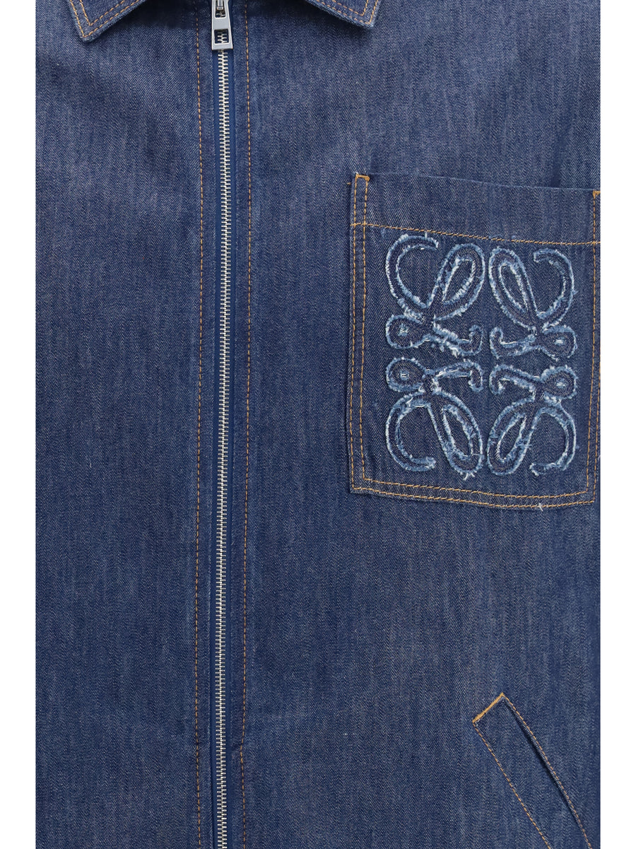 Cotton Zip Jacket Denim Blue