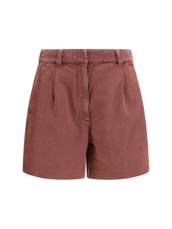 Brunello Cucinelli 60% Cotton bermudas in red