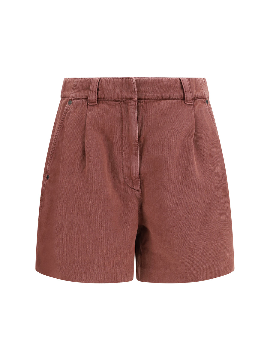 Brunello Cucinelli 60% Cotton bermudas in red