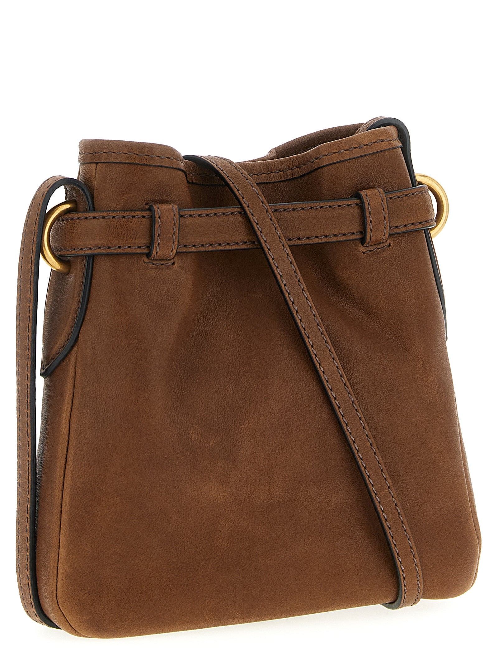 Nappa Leather Shoulder Strap Brown Lamb (ovis Aries) Crossbody Bags
