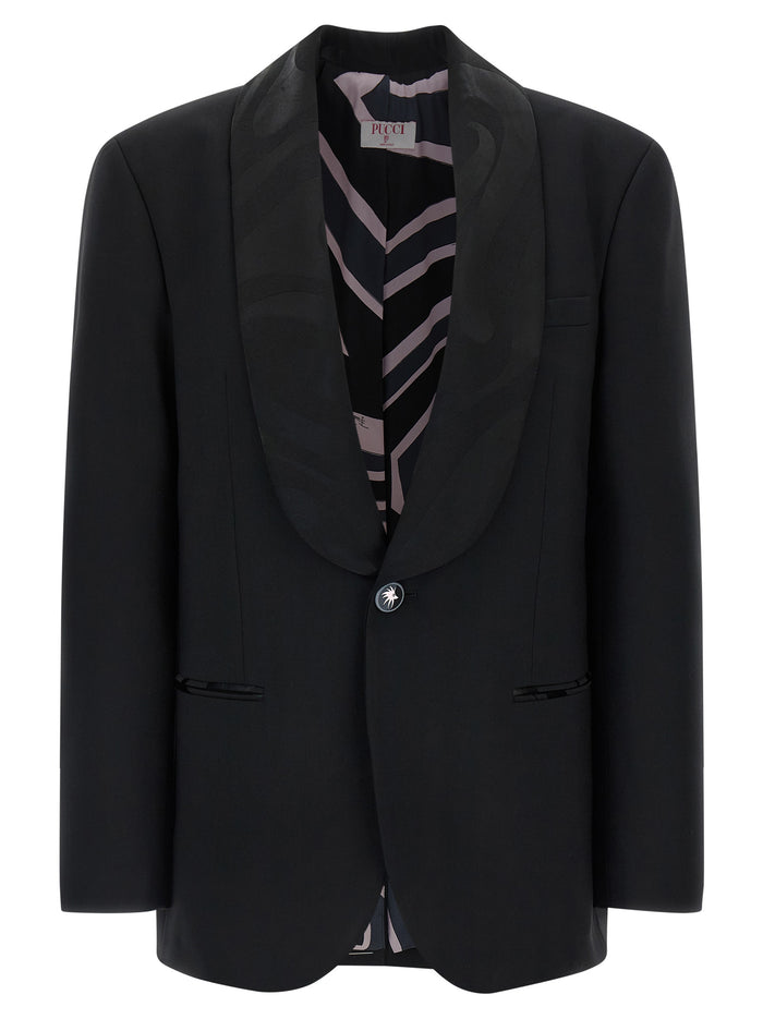 Labirinto single-breasted blazer Black Virgin Wool Elastane Blazer, Suits