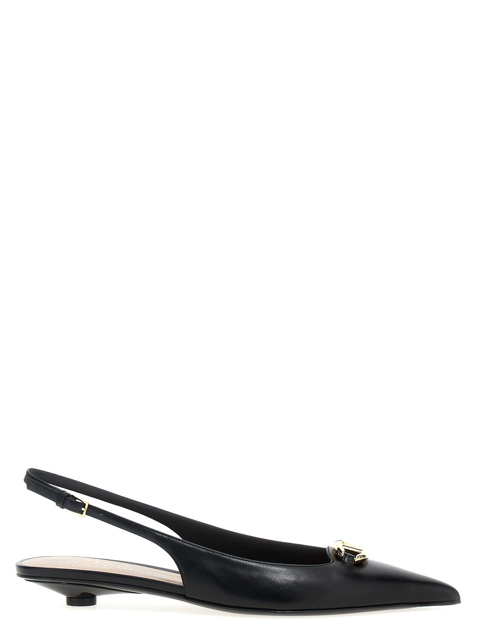 Valentino Garavani VLogo slingback Black Calfskin Leather (bos Taurus) Flat Shoes