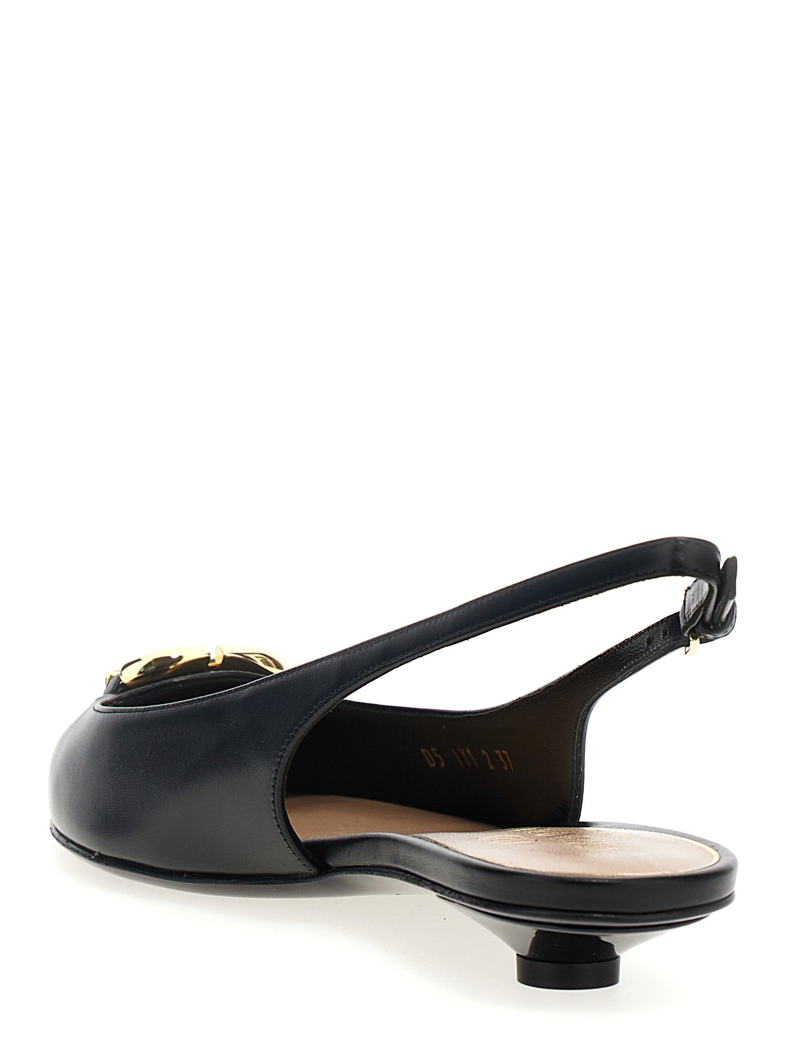Valentino Garavani VLogo slingback Black Calfskin Leather (bos Taurus) Flat Shoes