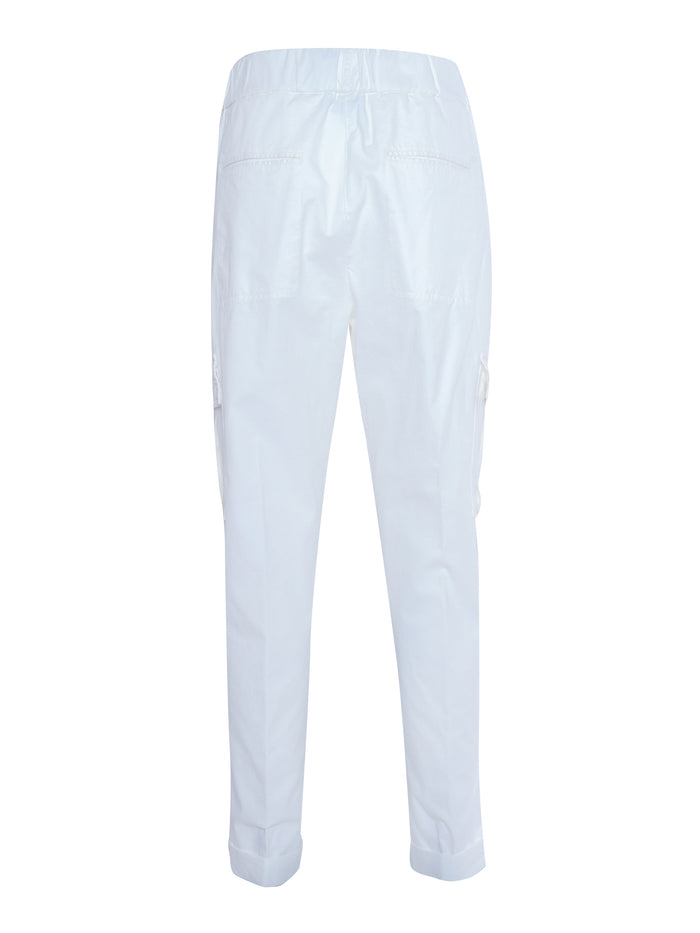 White cargo pants Cotton Elastane