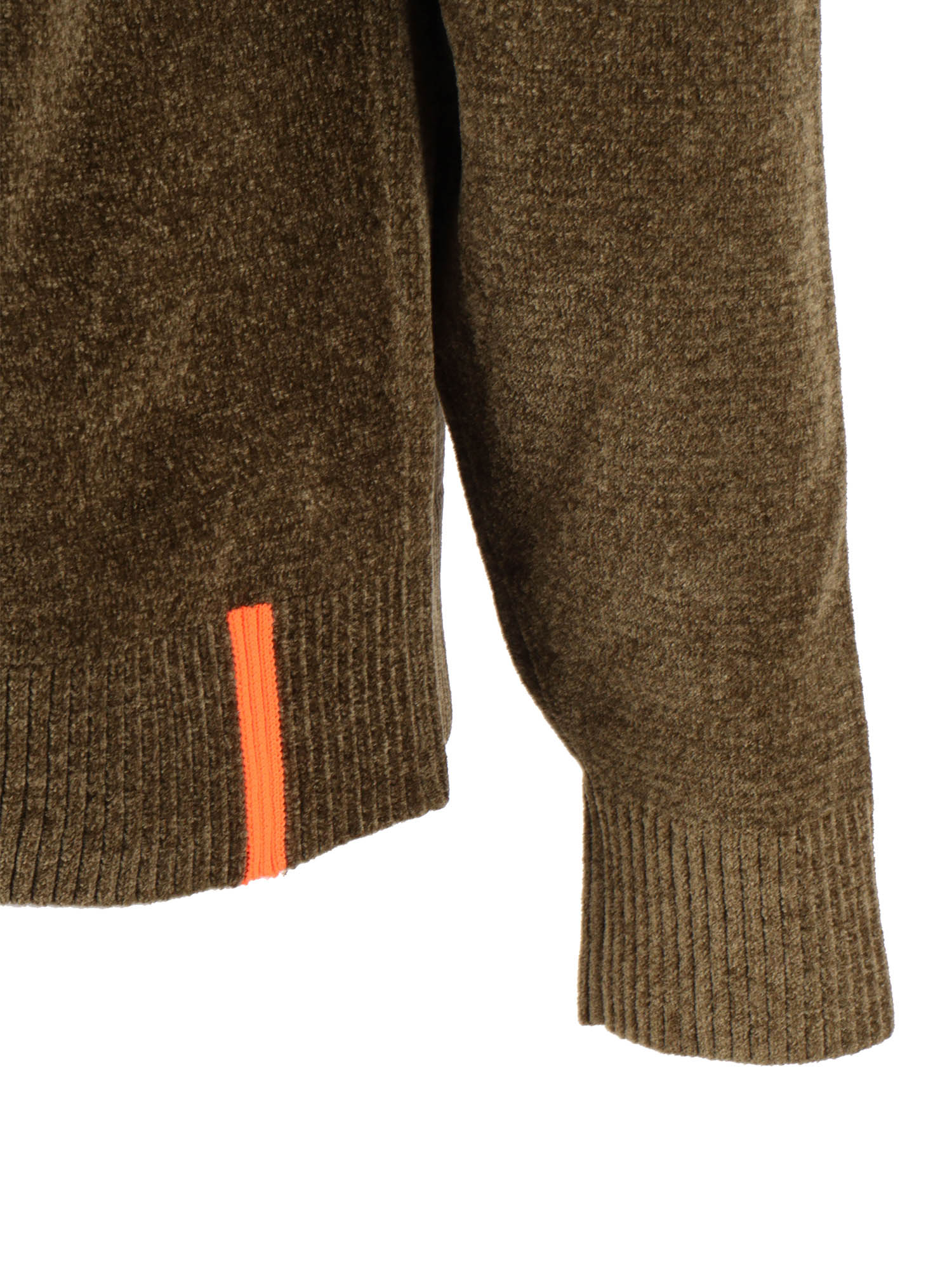 Velvet Round Knit Green Polyester Elastane Crewneck
