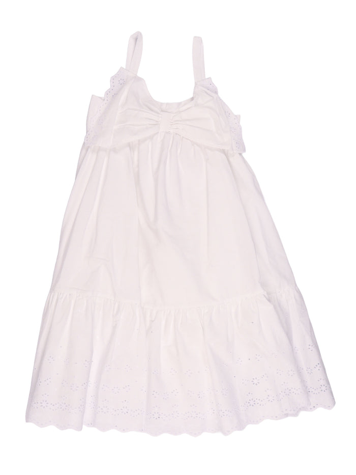 Stretch Poplin Butterfly Dress White Cotton