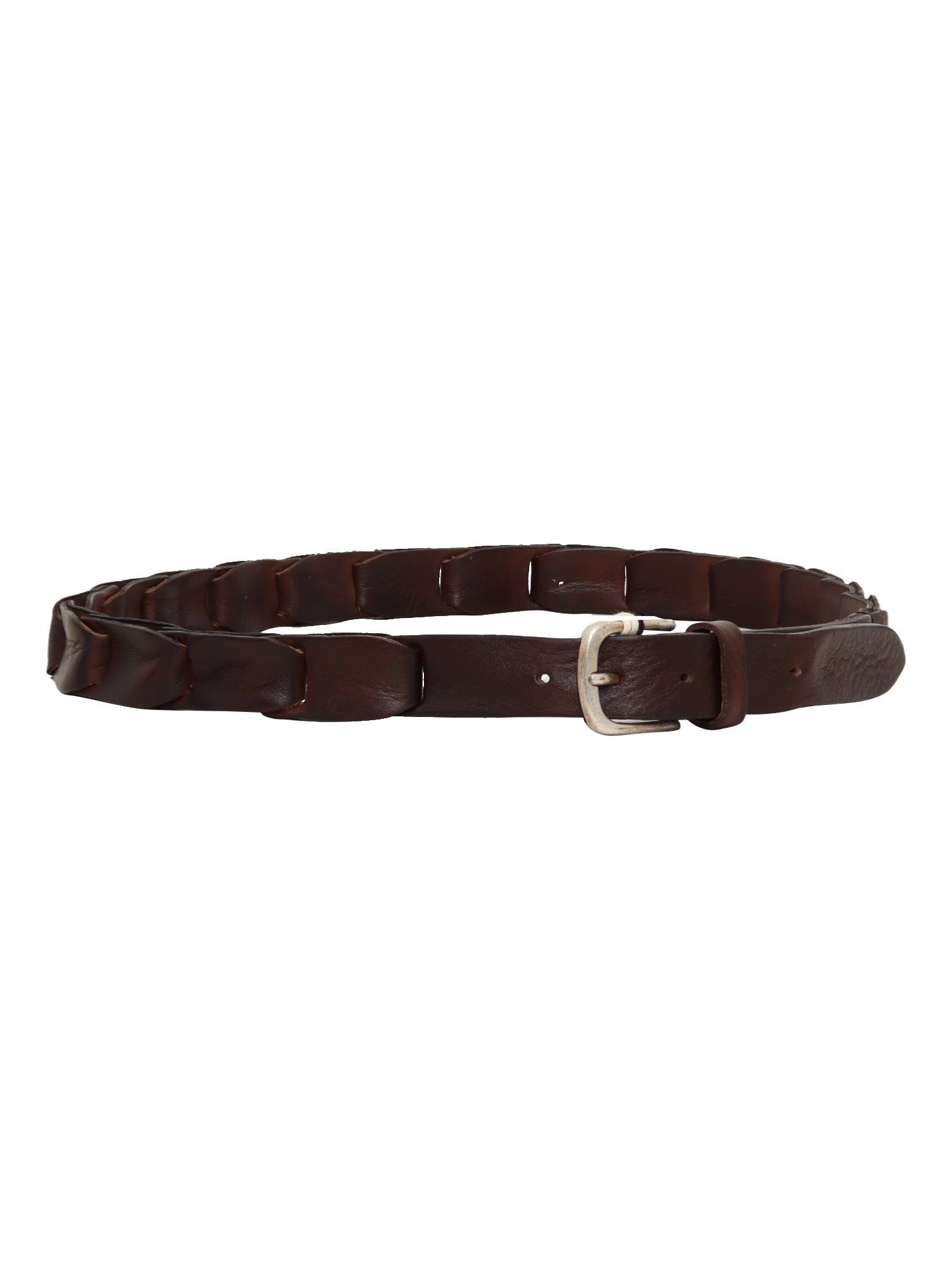 Calfskin Belt Dark Brown With Silver Colored Buckle Leather