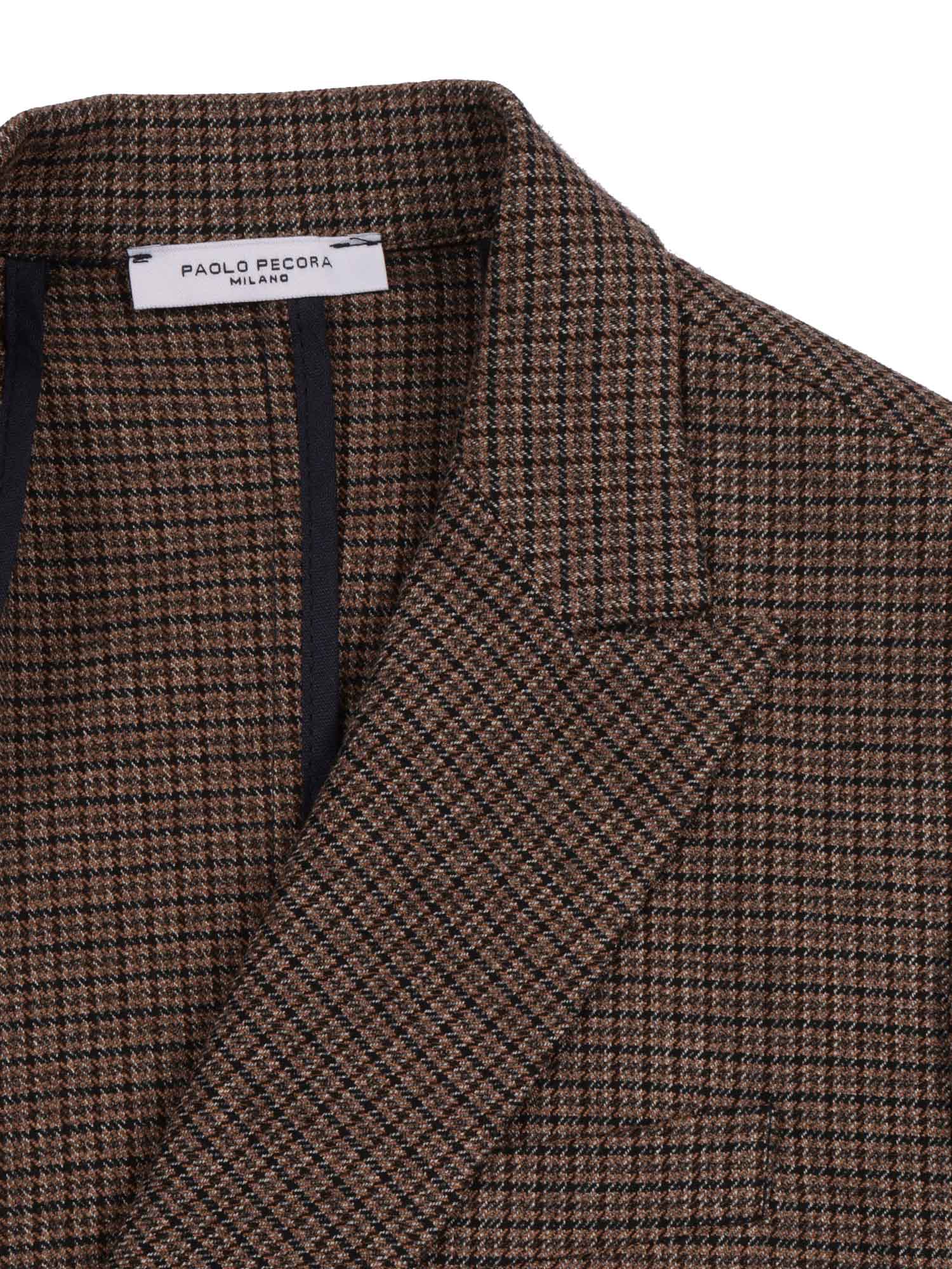 Double-Breasted Jacket Brown Polyester Viscose Elastane