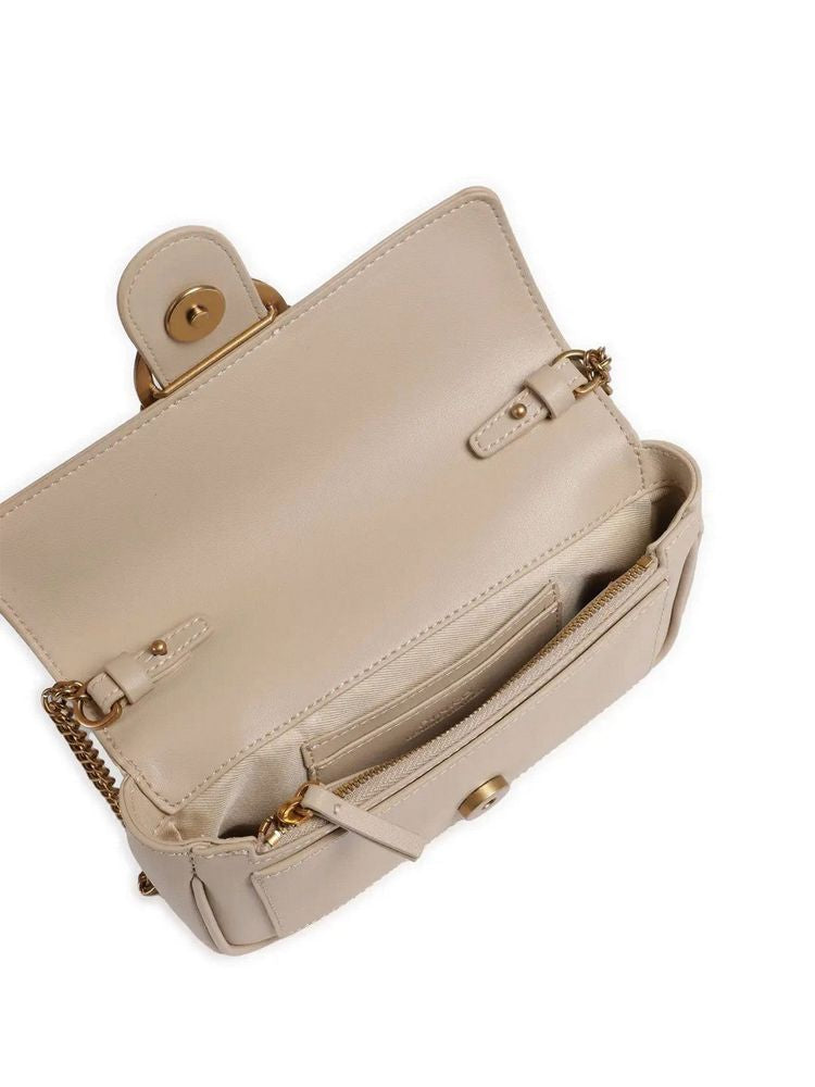 Pinko Crossbody Bag Beige Grigio Cow Leather | Accessory: Zinc / Crossbody-bags