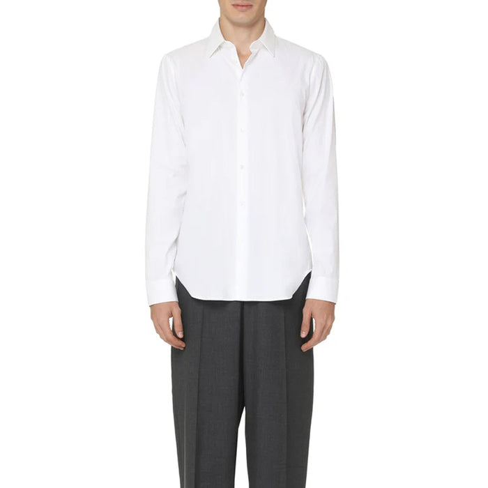 Cotton Poplin Shirt White Elastane Polyamide