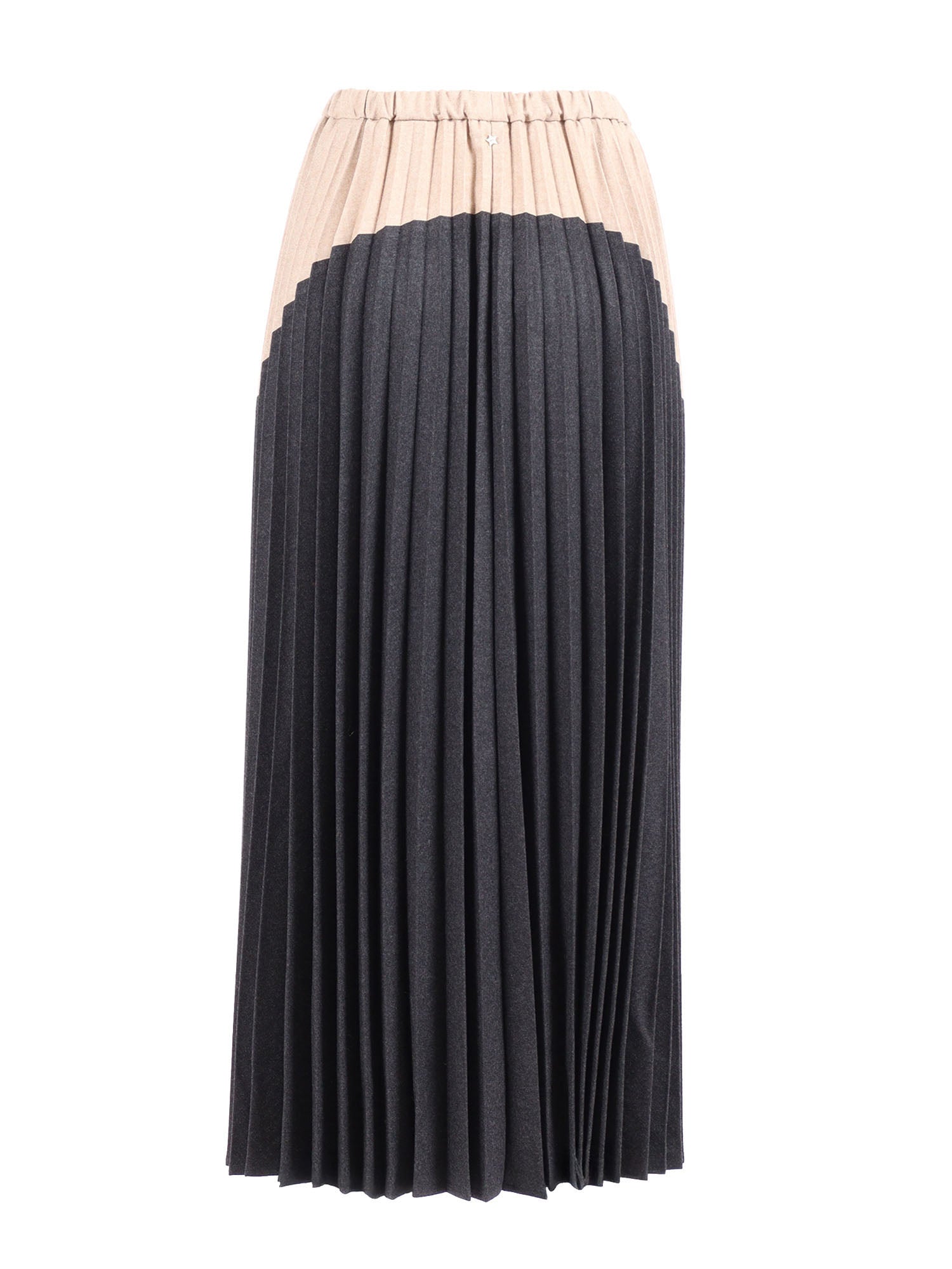 Plisse Skirt Beige Wool Polyester Elastane