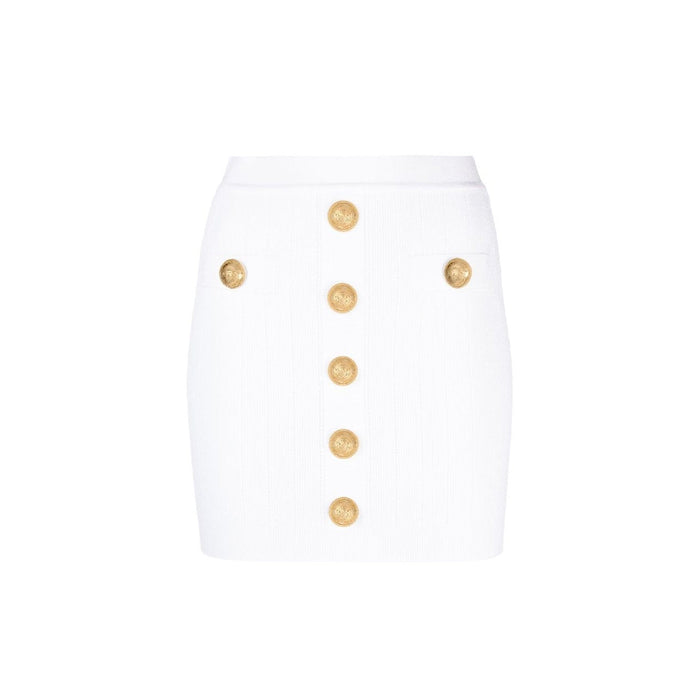 Stretch Mini Skirt White Polyester Viscose