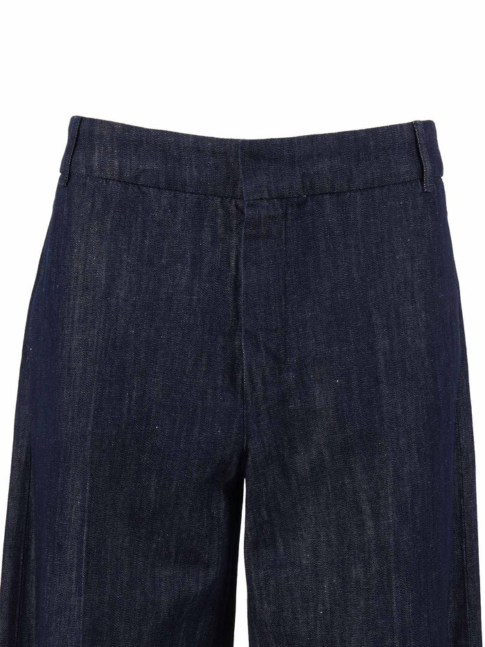 TROUSERS Blue Cotton Linen Pant
