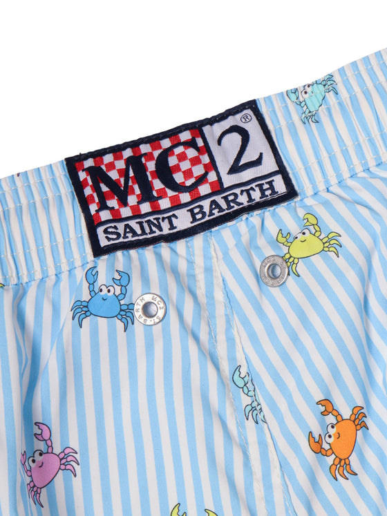 Lighting Micro Stretch-Pinchy Multi Stripes 30 Light Blue Polyester Boxer Mare Bimbo