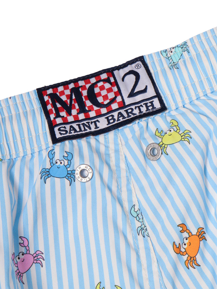 Lighting Micro Stretch-Pinchy Multi Stripes 30 Light Blue Polyester Boxer Mare Bimbo