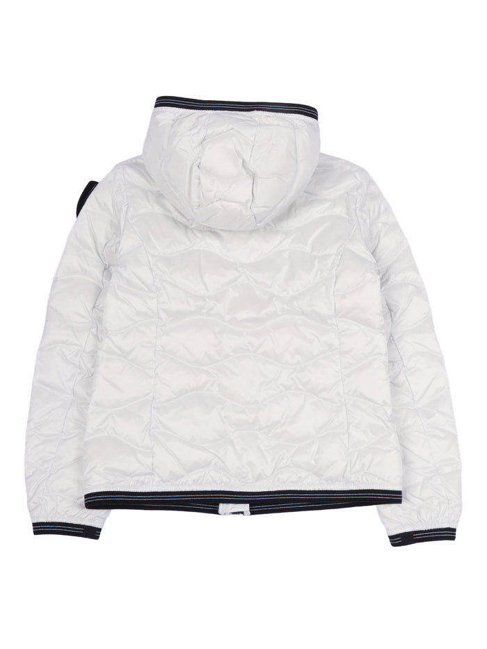 Down Jacket White Polyamide Short Puffer