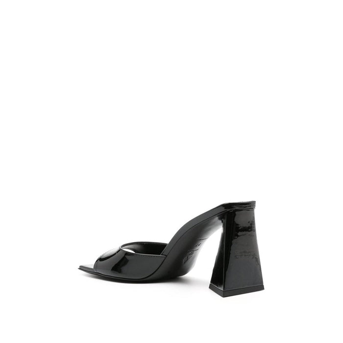 The Attico Mini Devon 85 Leather Sandals Black Calf