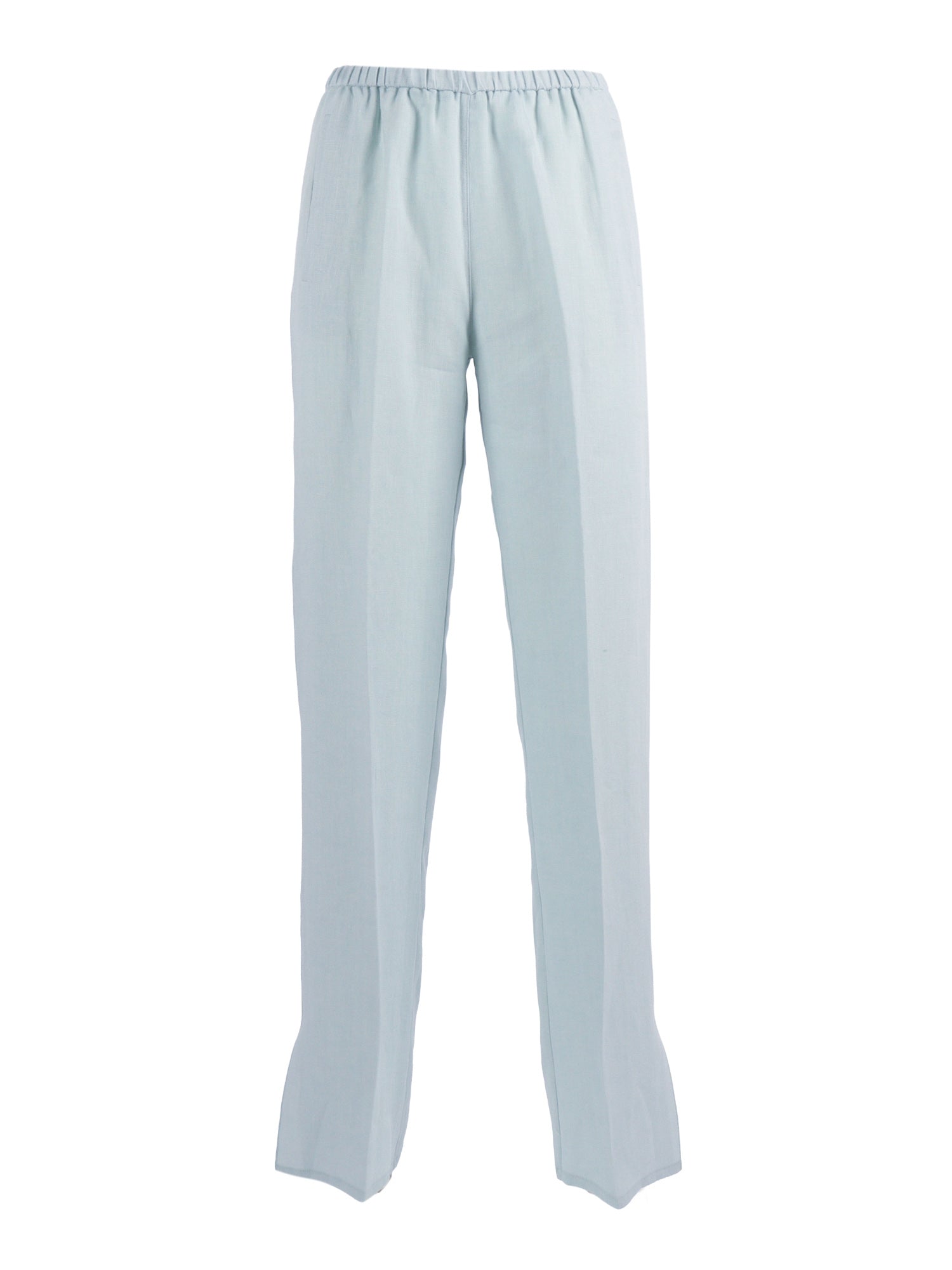 Regular Elasticated Trousers Chic Linen Canvas Light Blue