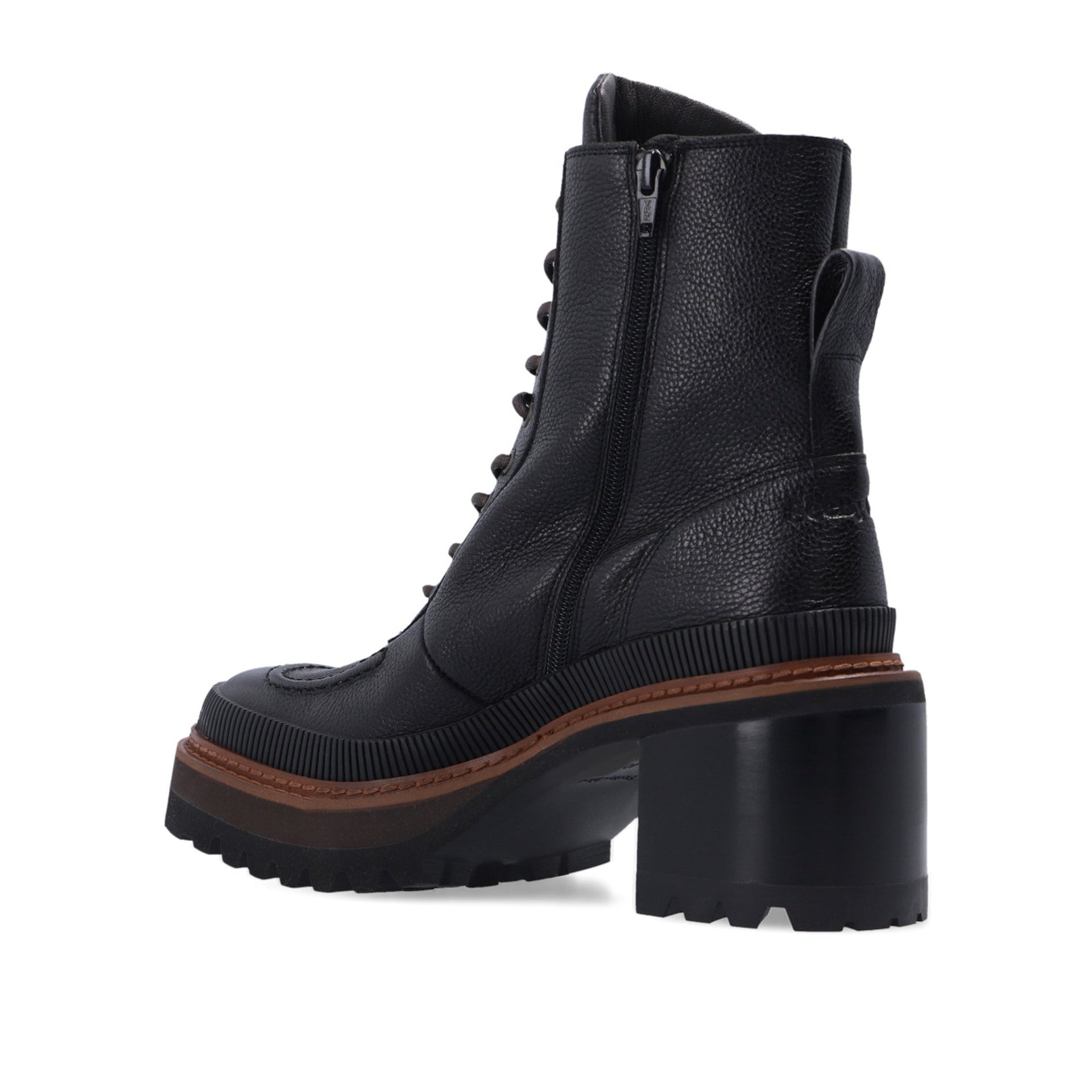 See By Chloe Mahalia Leather Lace-Up Boots Black Calf