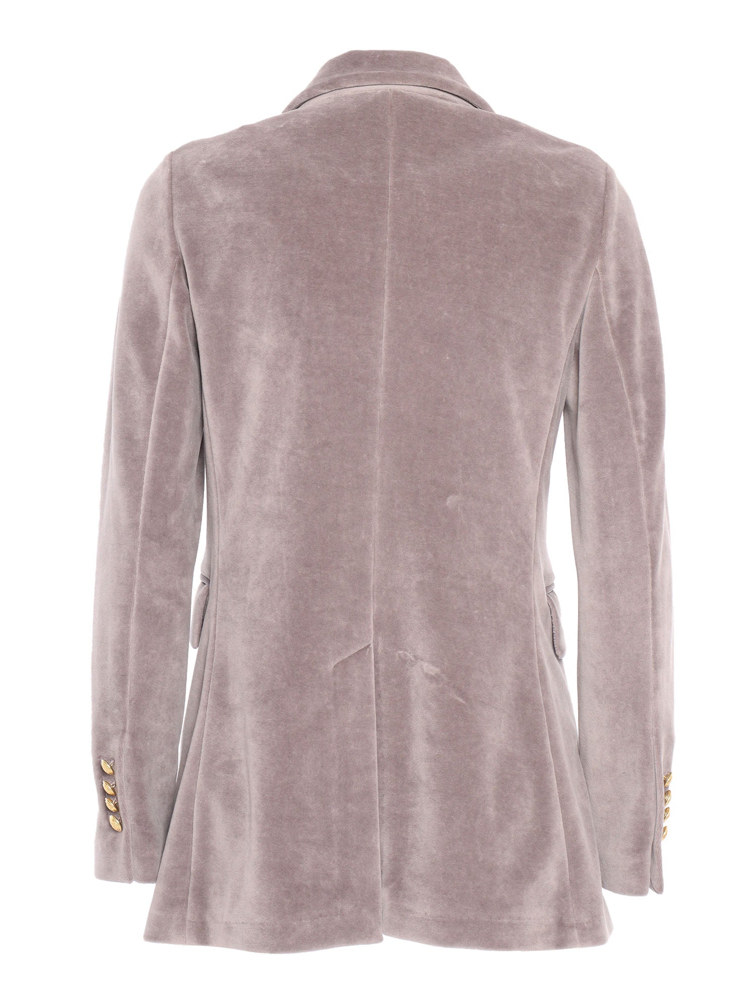 Velvet Double Breasted Jacket Silver Cotton Polyester
