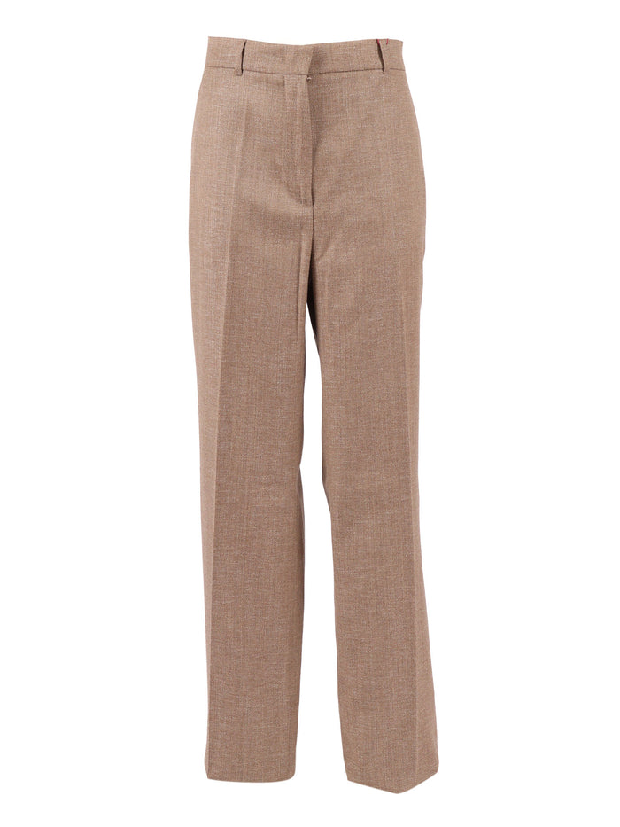 Trousers Brown Virgin Wool Viscose Linen
