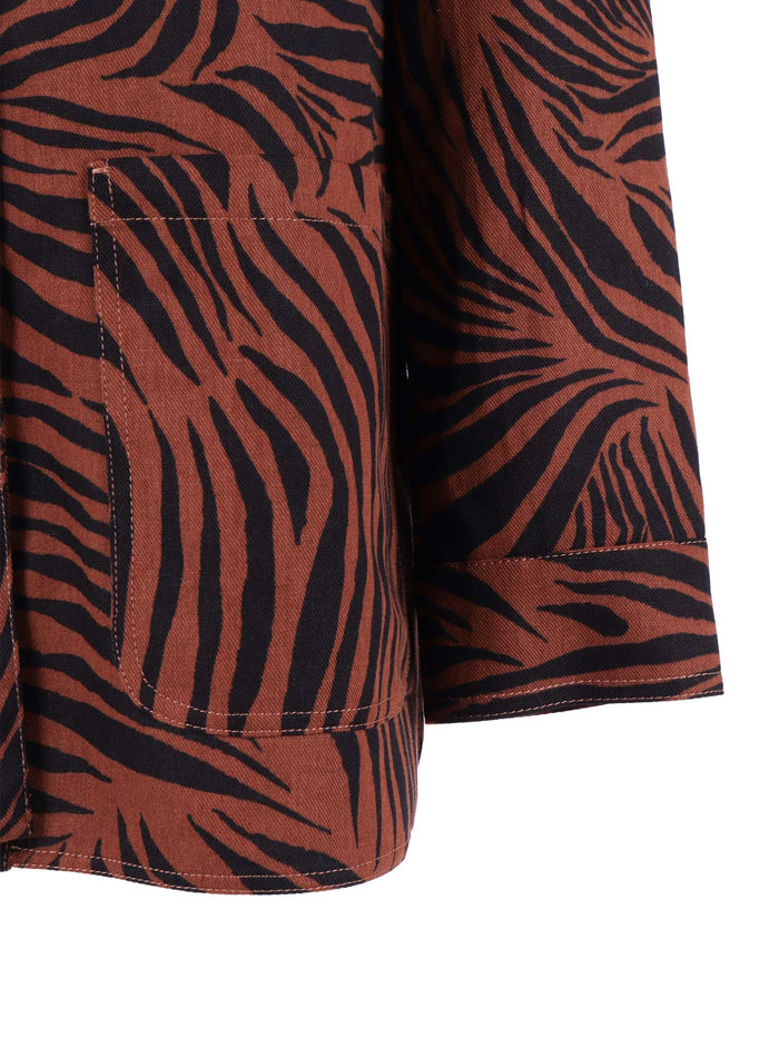 BLOUSE Brown Cotton Linen