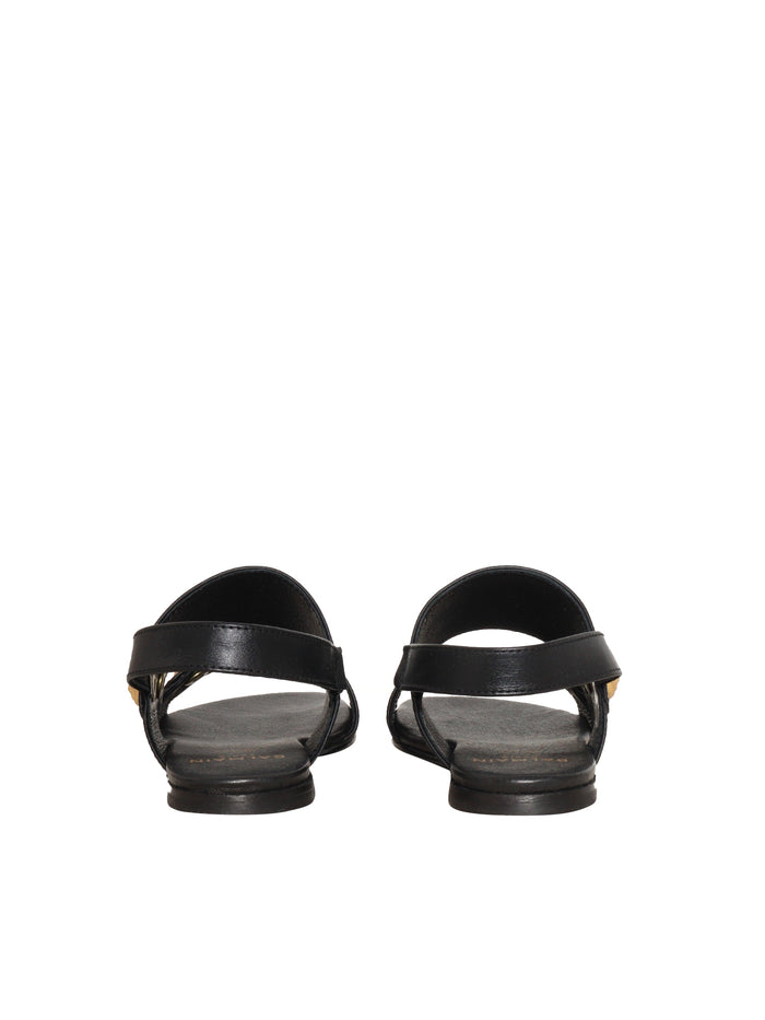 SANDALS Black Leather