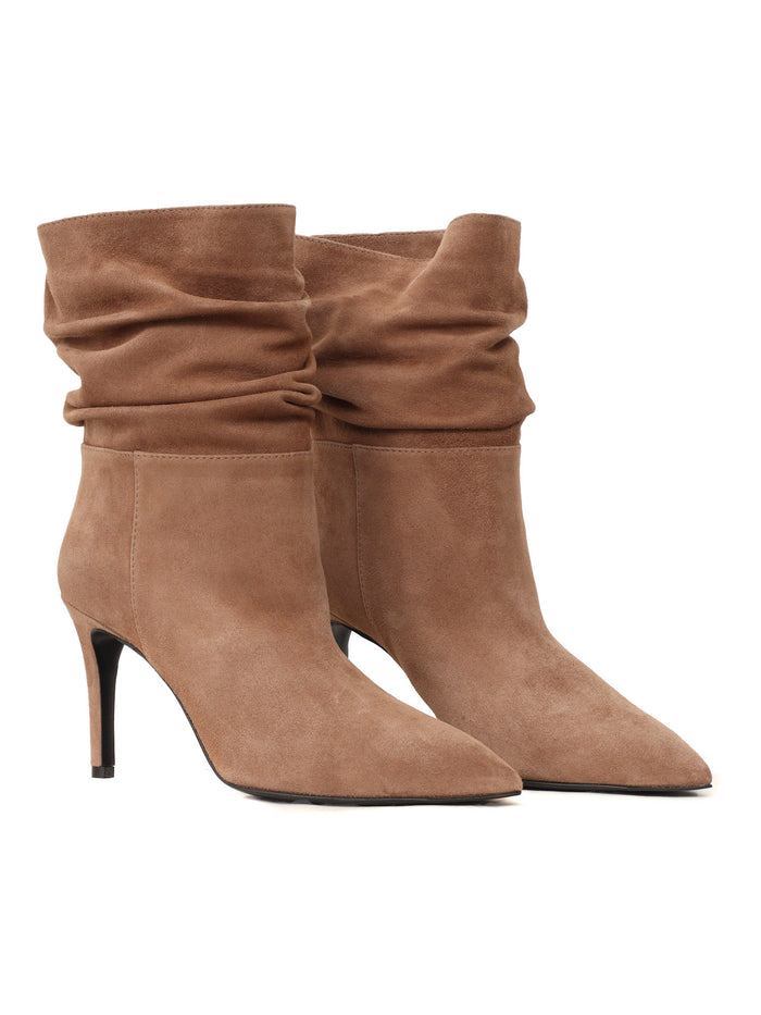 Crinkled boots Brown Leather Sole Rubber Booties