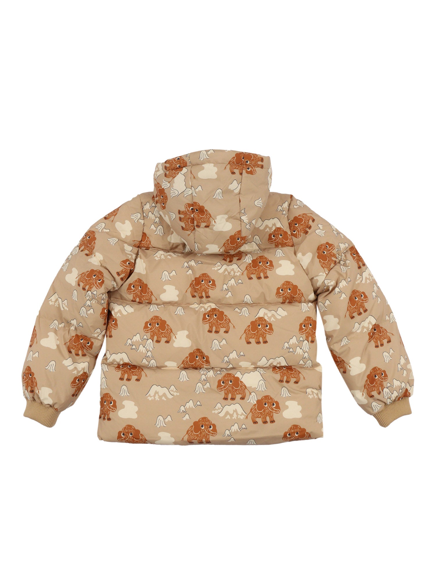 Mammoths Hooded Puffer Jacket Beige Recycled Polyester Short