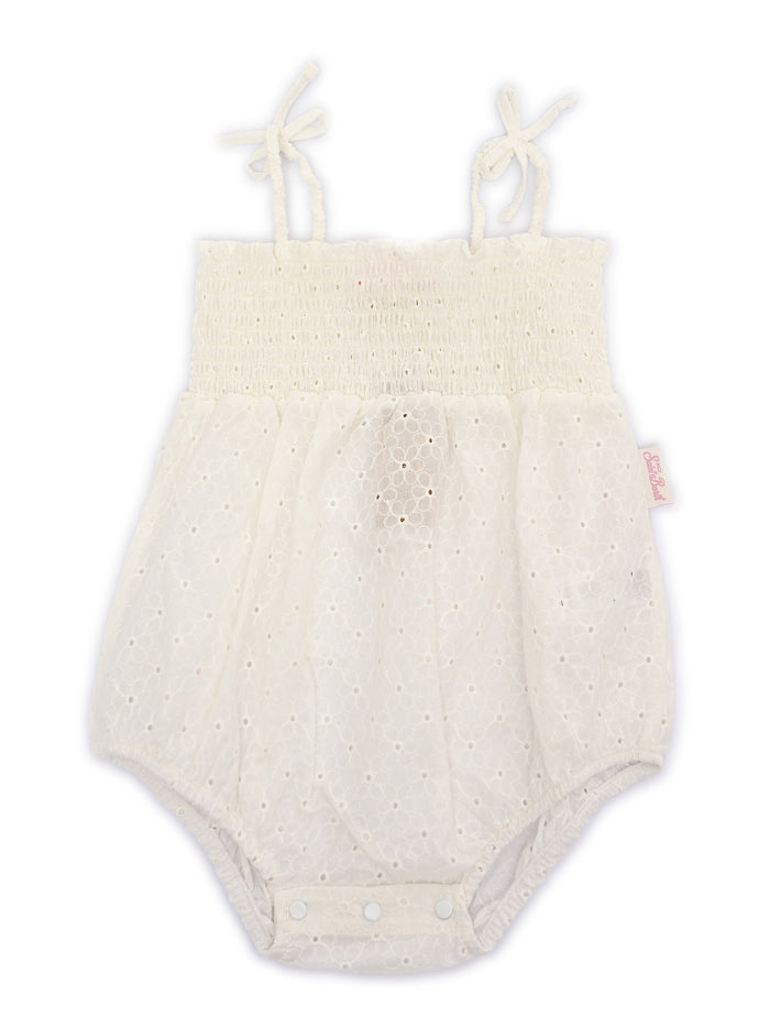 DUDU-COTTON DAISIES EMBROIDERY 01 White Romper