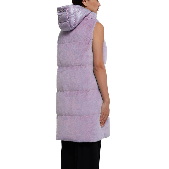 Herno Faux Fur Sleeveles Coat Lilac Polyamide
