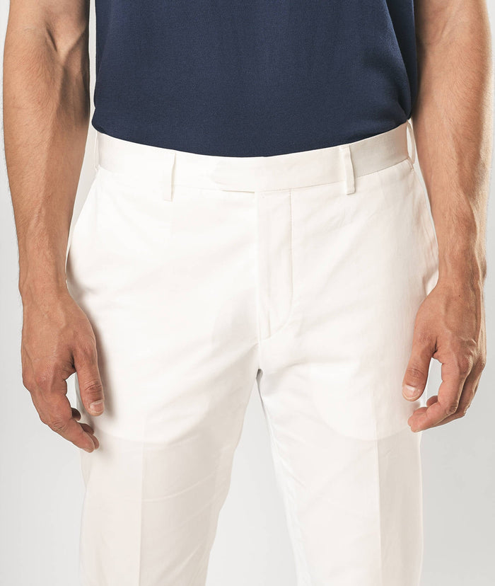 Cotton Chino Barthelemy Blue Trousers No Pinces