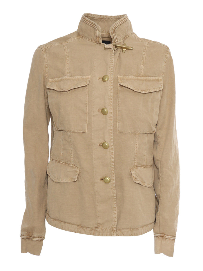 Brown Saharian jacket Cotton Linen Fabric 2 Coat
