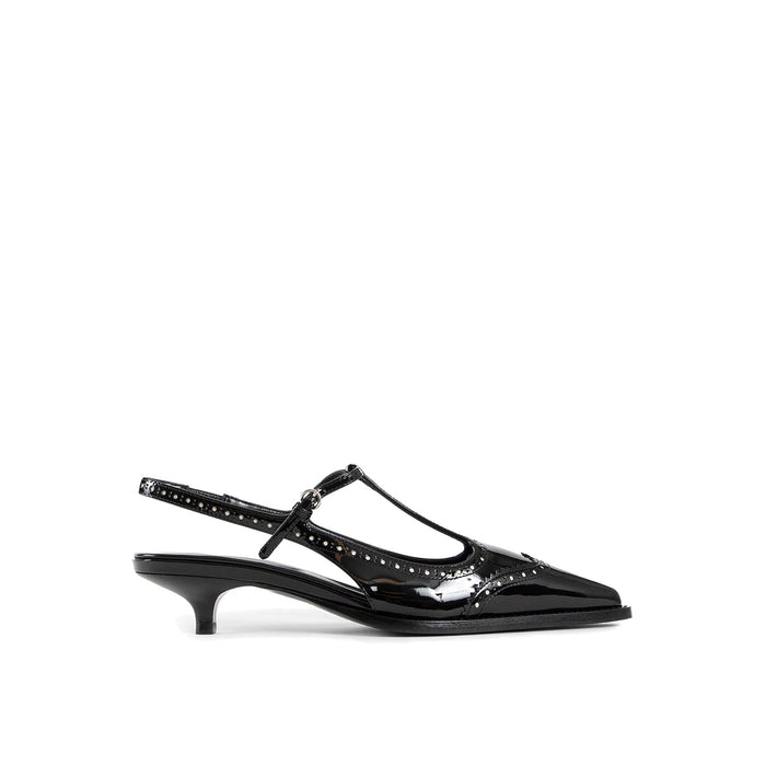 Leather Slingback Pumps Black Calf