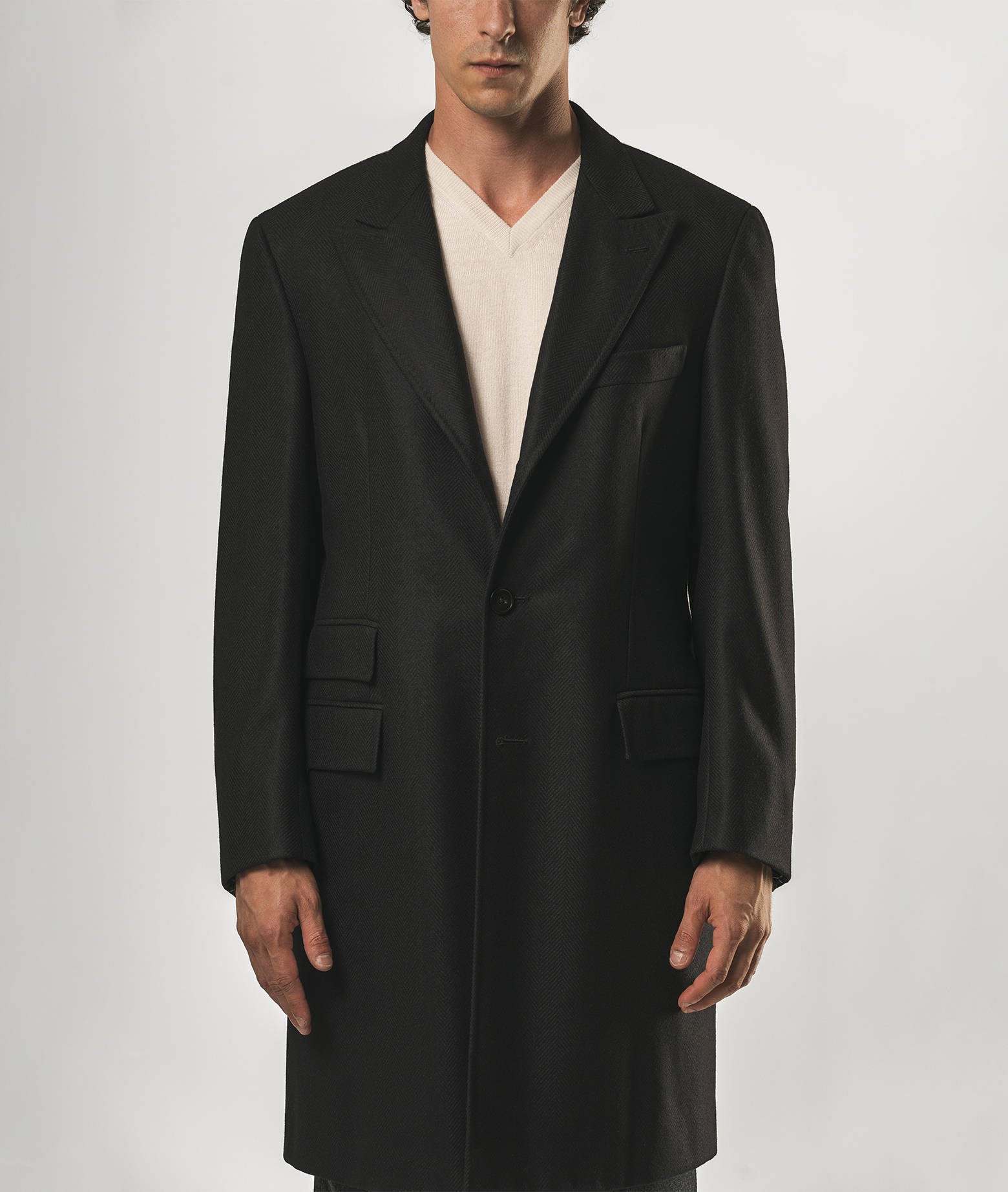 Tailored Wool And Cashmere Coat Vinson Black Single Breasted